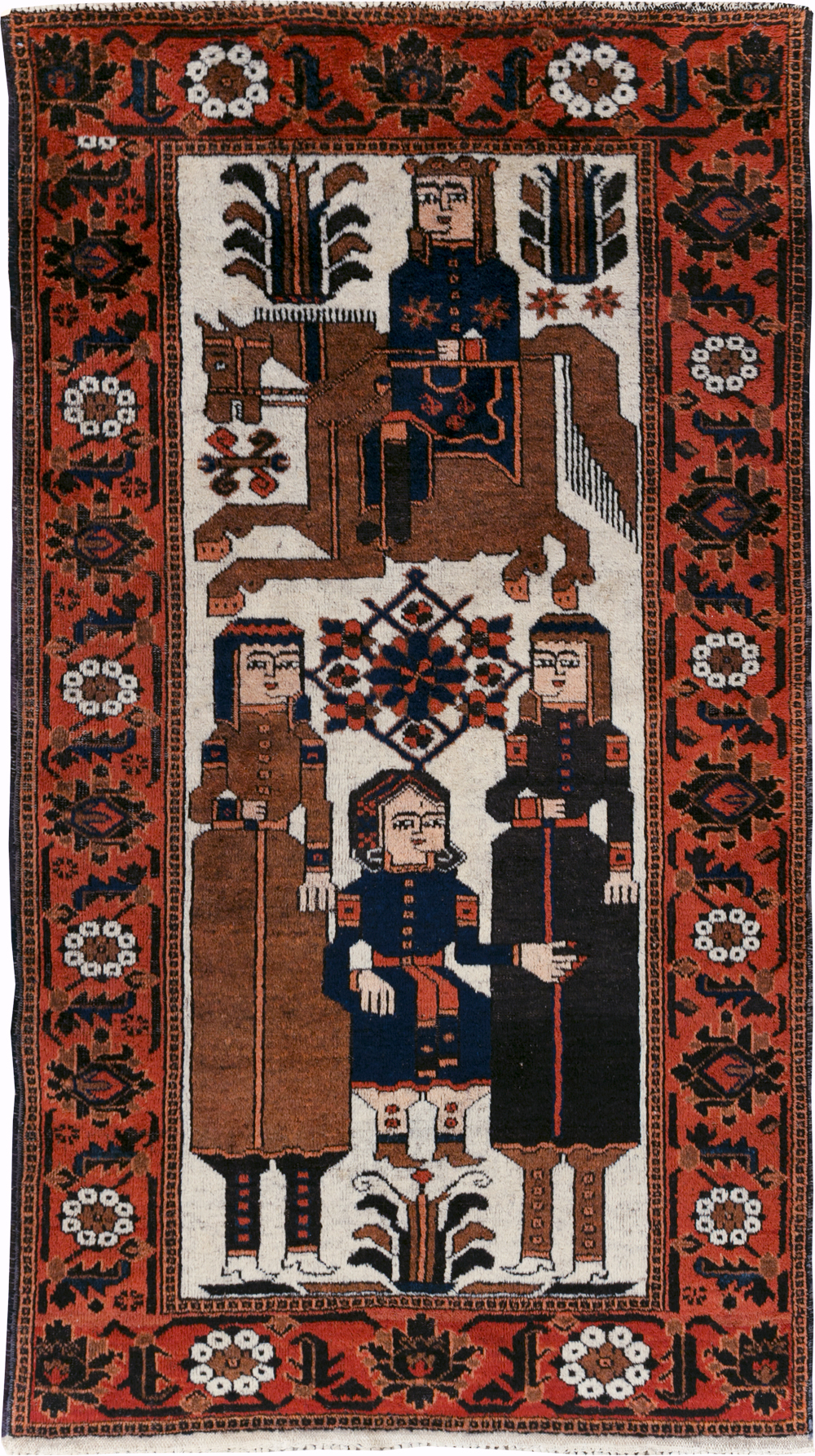 Vintage Pictorial Bakhtiari Rug, No.30427 - Gss