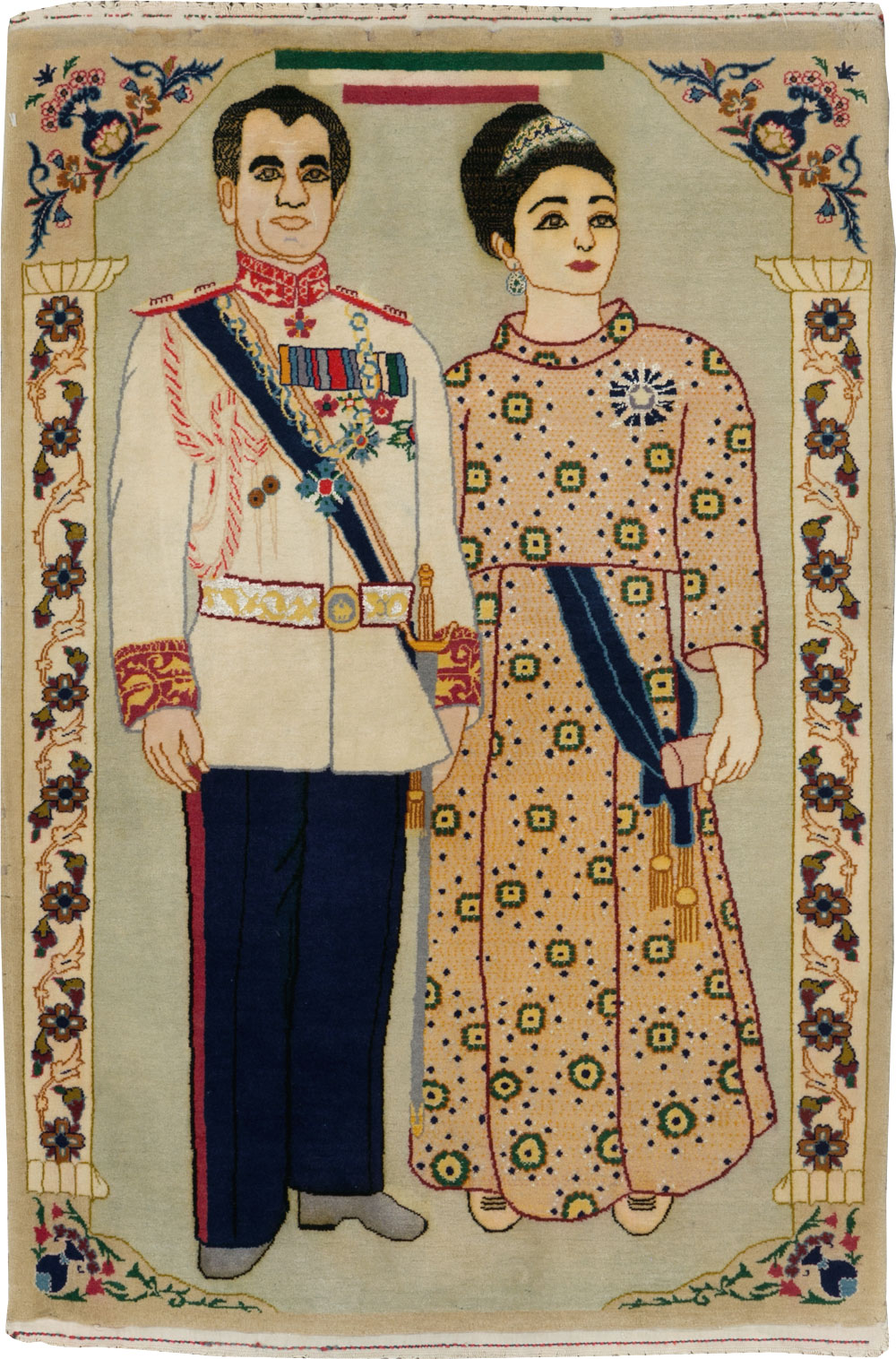 Vintage Persian Pictorial Kashan Rug, No.30438 - Gss