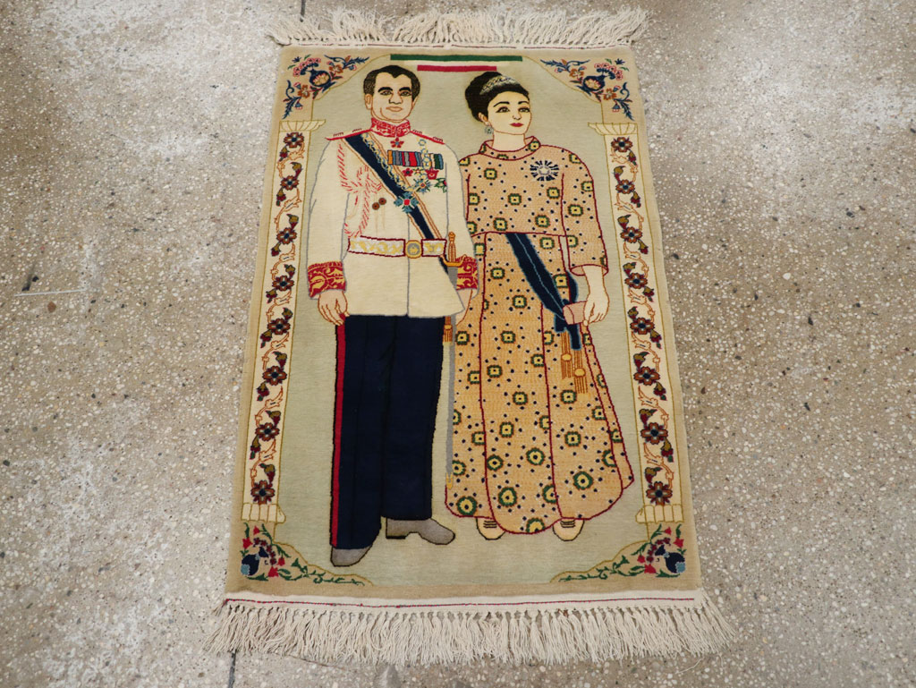 Vintage Persian Pictorial Kashan Rug, No.30438 - Gss