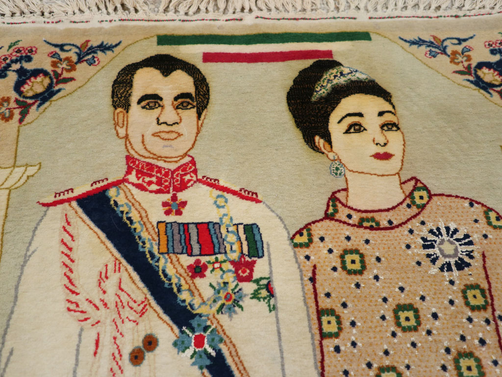 Vintage Persian Pictorial Kashan Rug, No.30438 - Gss