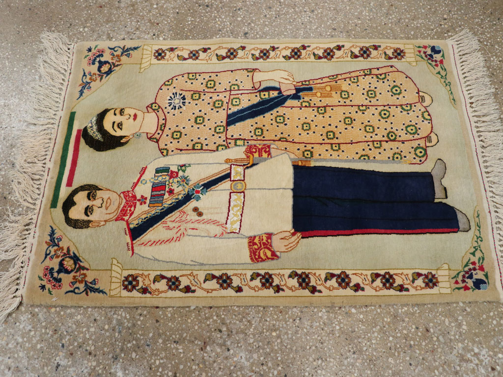 Vintage Persian Pictorial Kashan Rug, No.30438 - Gss