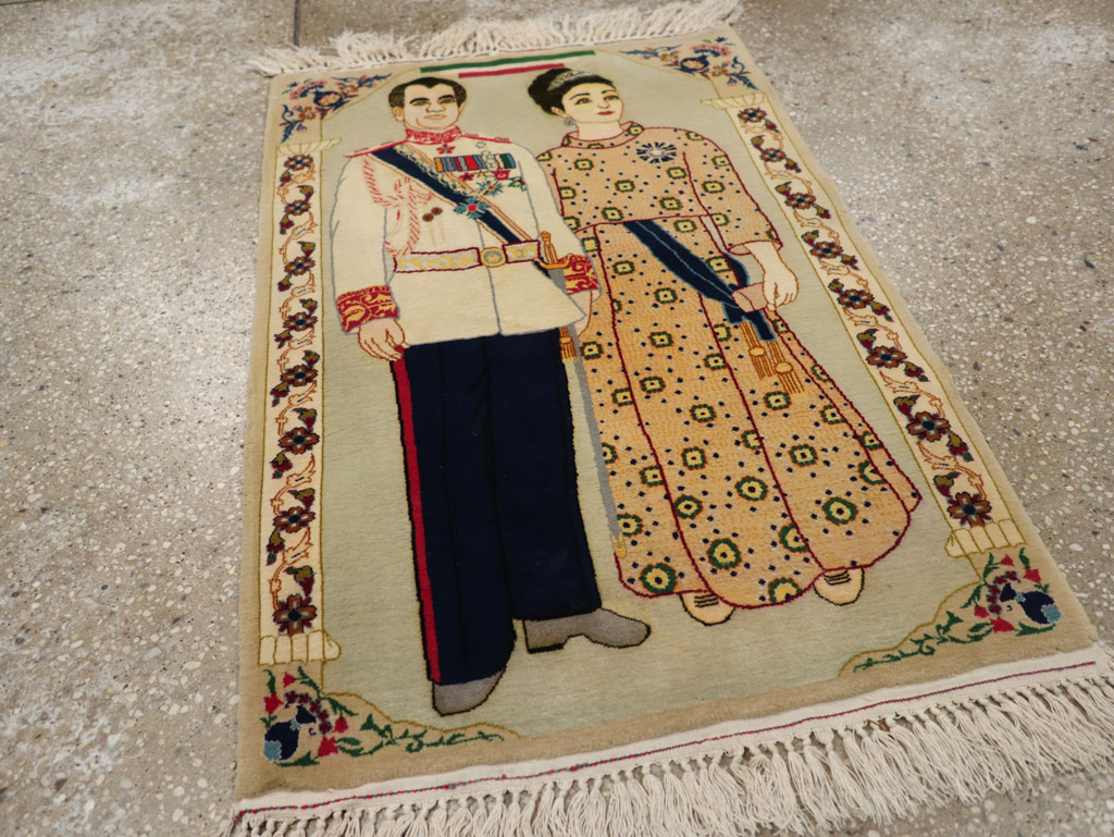Vintage Persian Pictorial Kashan Rug, No.30438 - Gss