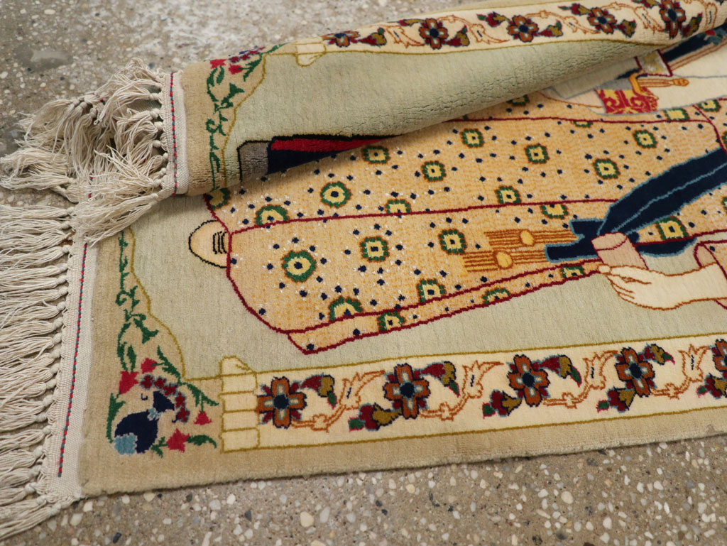 Vintage Persian Pictorial Kashan Rug, No.30438 - Gss