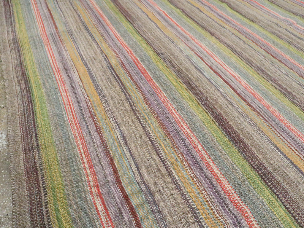 Modern Persian Flatweave Kilim Large Room Size Carpet, No.30451 - Gss