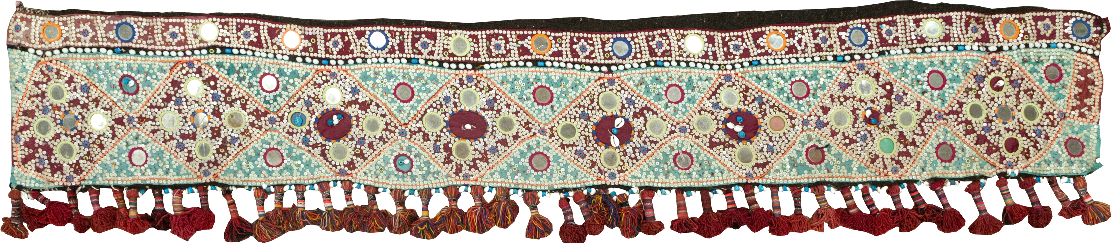 Vintage Persian Embroidered and Beaded Door Overhang Textile, No.30454 - Gss