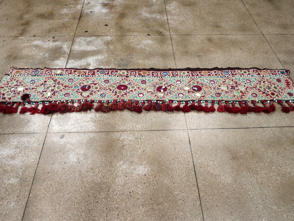 Vintage Persian Embroidered and Beaded Door Overhang Textile, No.30454 - Gss