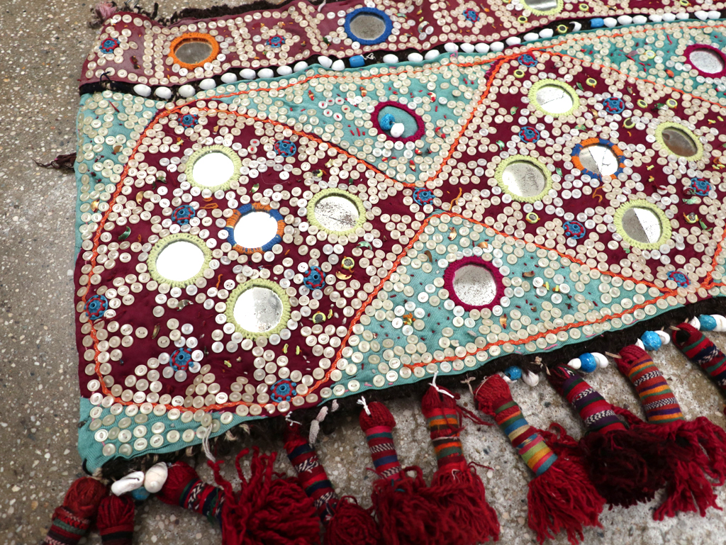 Vintage Persian Embroidered and Beaded Door Overhang Textile, No.30454 - Gss