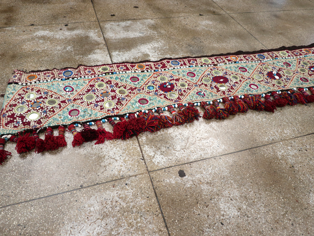 Vintage Persian Embroidered and Beaded Door Overhang Textile, No.30454 - Gss