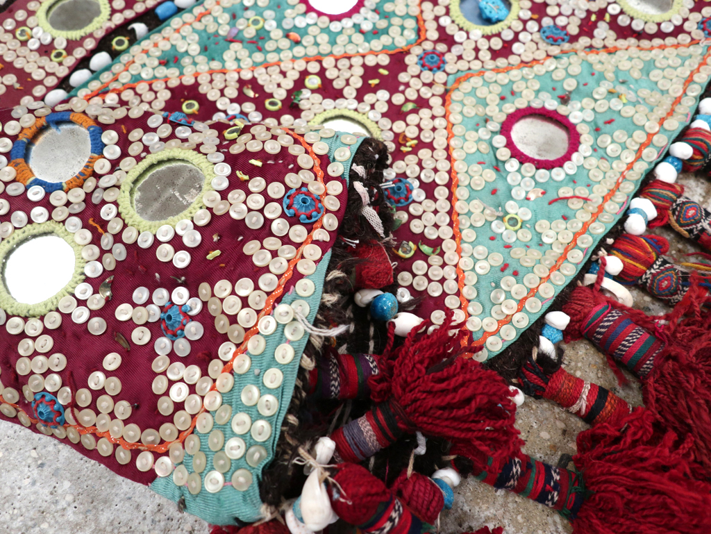 Vintage Persian Embroidered and Beaded Door Overhang Textile, No.30454 - Gss