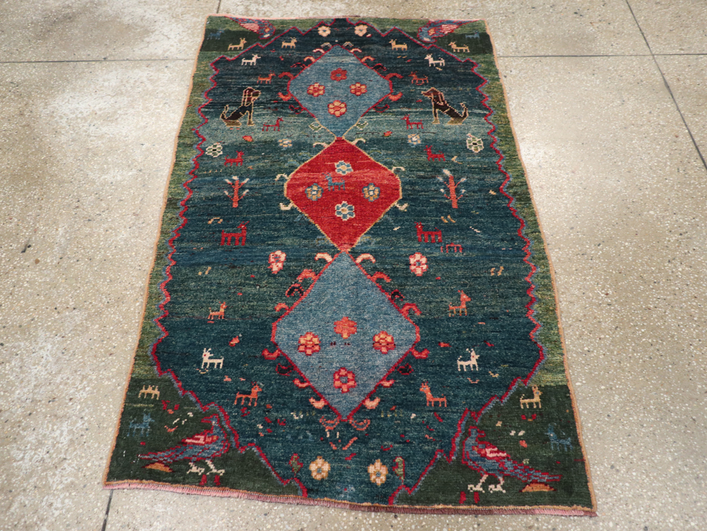 Vintage Persian Gabbeh Throw Rug, No.30475 - Gss