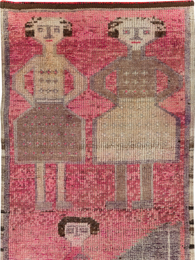 Vintage Turkish Anatolian Pictorial Runner, No.30493 - Gss