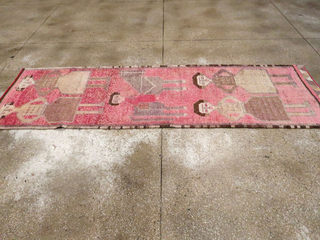 Vintage Turkish Anatolian Pictorial Runner, No.30493 - Gss