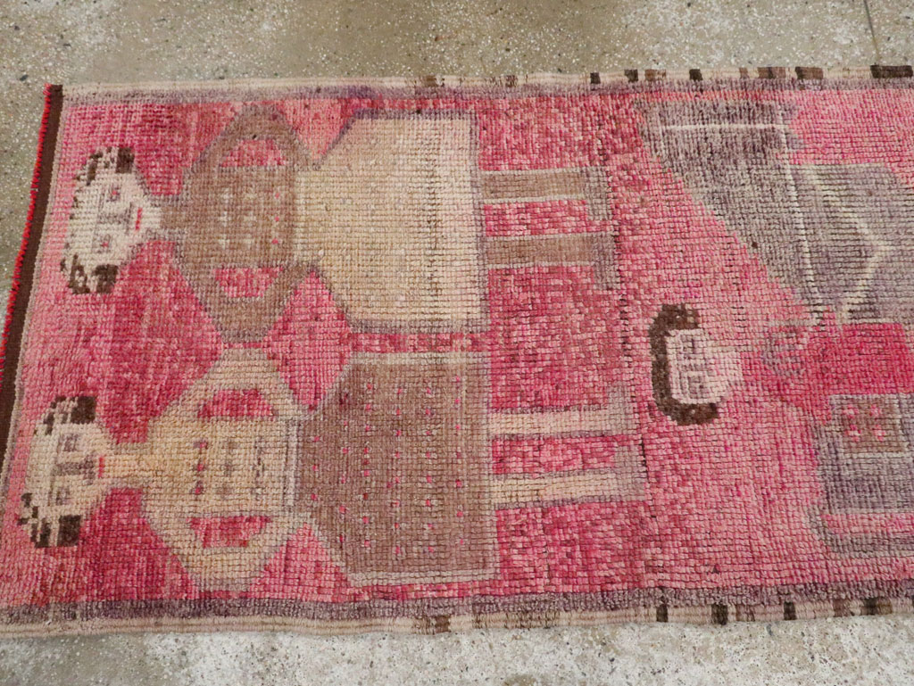 Vintage Turkish Anatolian Pictorial Runner, No.30493 - Gss