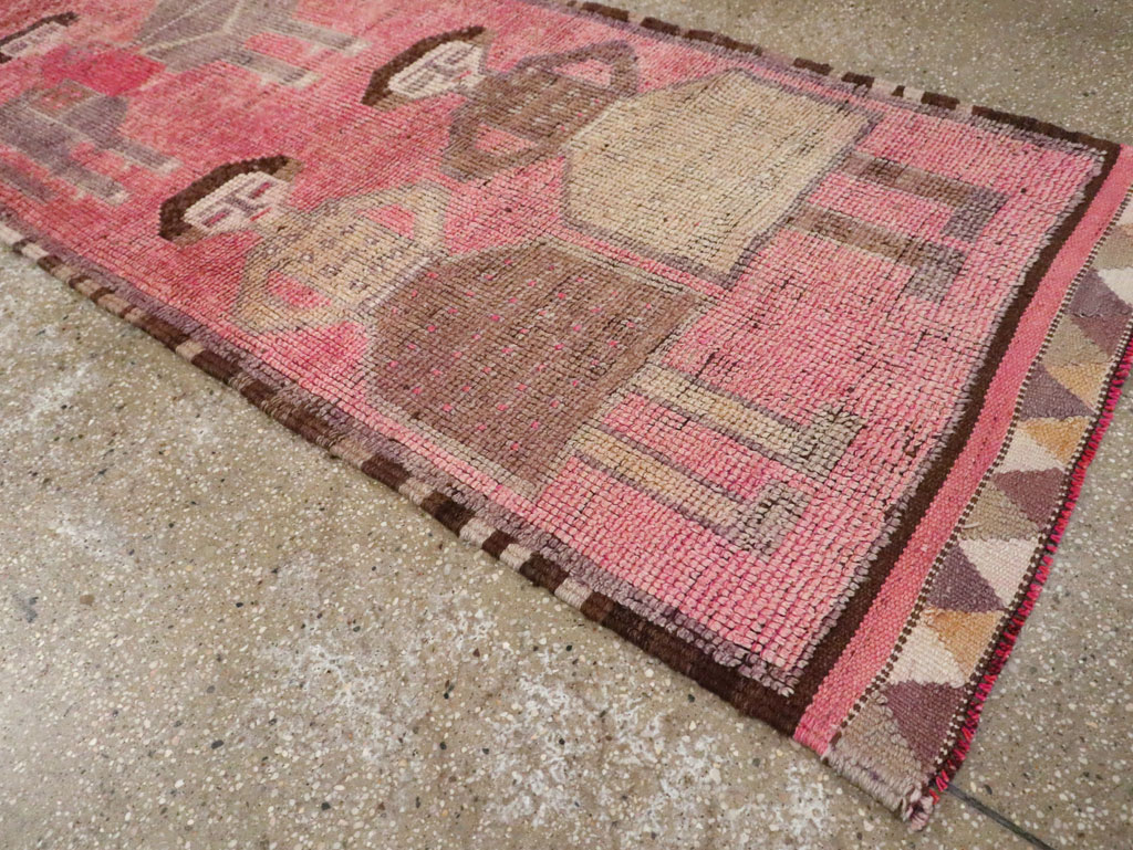 Vintage Turkish Anatolian Pictorial Runner, No.30493 - Gss