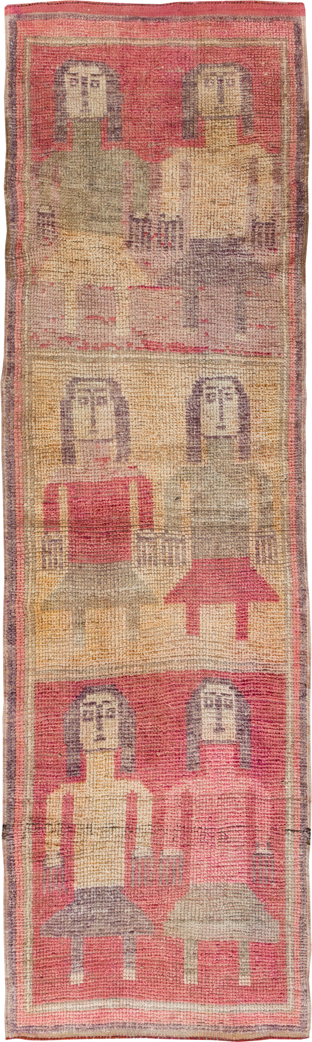 Vintage Turkish Anatolian Pictorial Runner, No.30494 - Gss