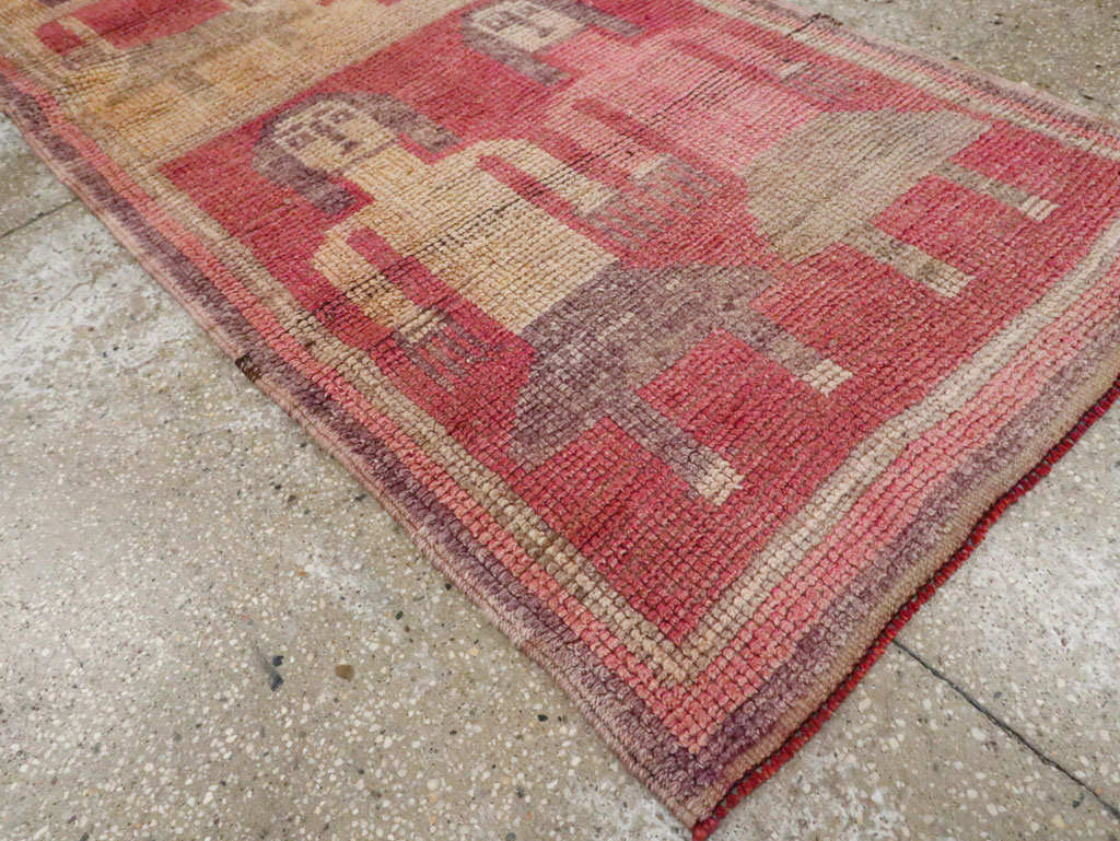 Vintage Turkish Anatolian Pictorial Runner, No.30494 - Gss