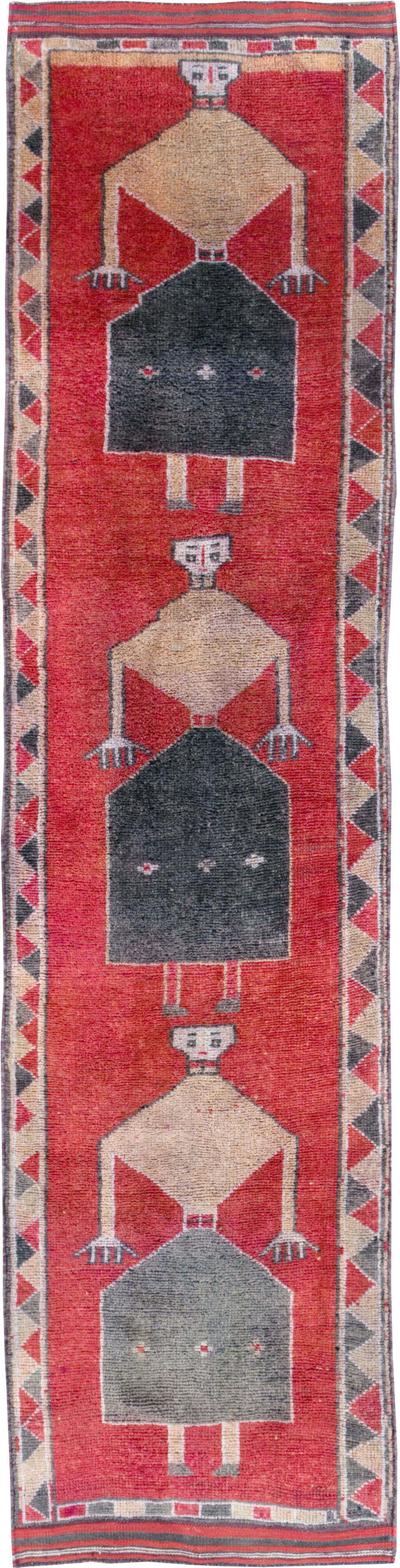 Vintage Turkish Anatolian Pictorial Runner, No.30495 - Gss