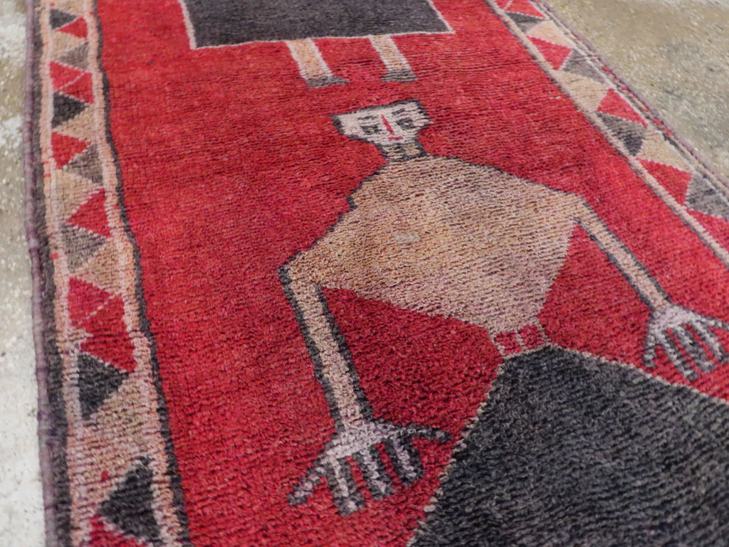 Vintage Turkish Anatolian Pictorial Runner, No.30495 - Gss