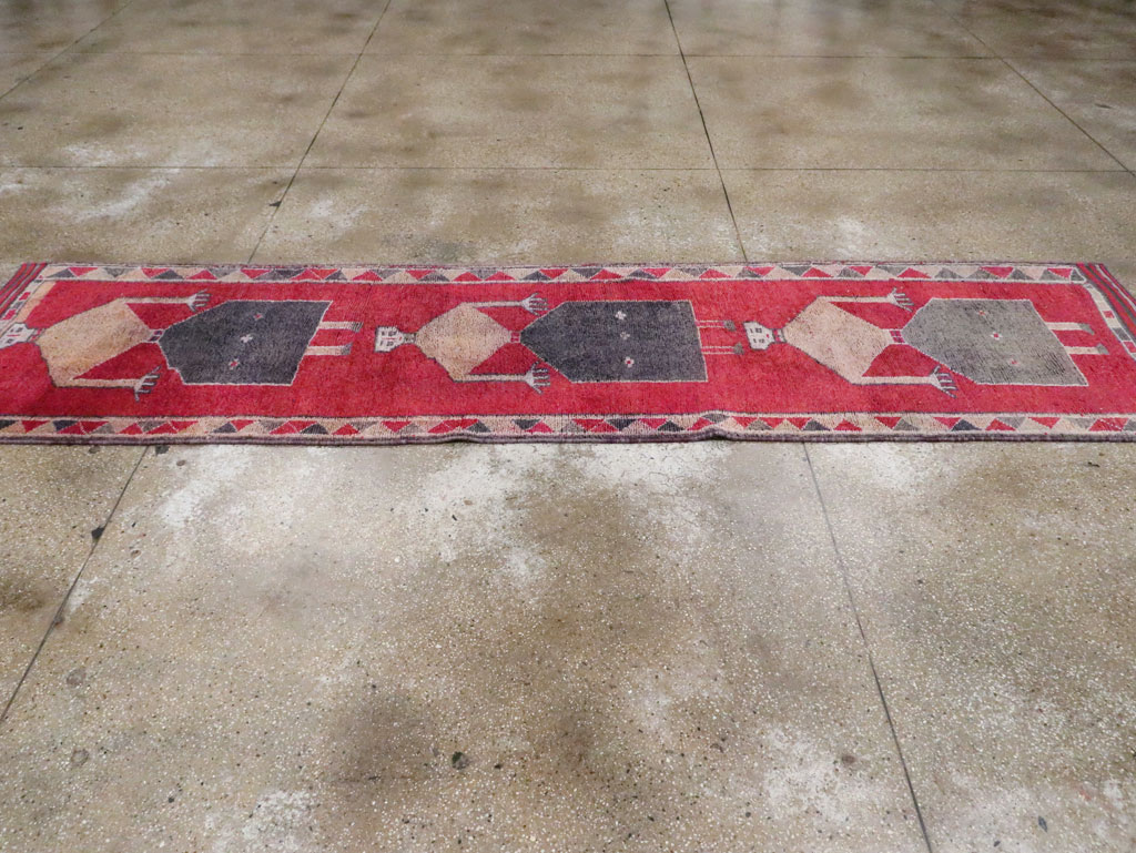 Vintage Turkish Anatolian Pictorial Runner, No.30495 - Gss