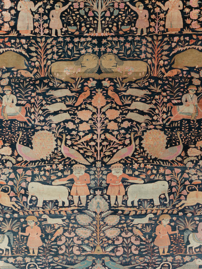 Antique Persian Mohtasham Kashan Large Room Size Pictorial Carpet, No.30541 - Gss