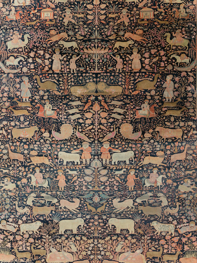 Antique Persian Mohtasham Kashan Large Room Size Pictorial Carpet, No.30541 - Gss