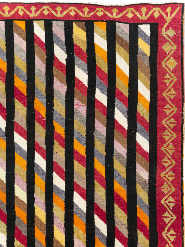 Vintage Turkish Anatolian Art Deco Style Small Room Size Carpet, No.30551 - Gss