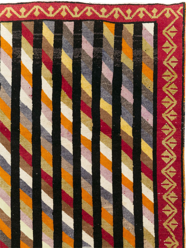 Vintage Turkish Anatolian Art Deco Style Small Room Size Carpet, No.30551 - Gss