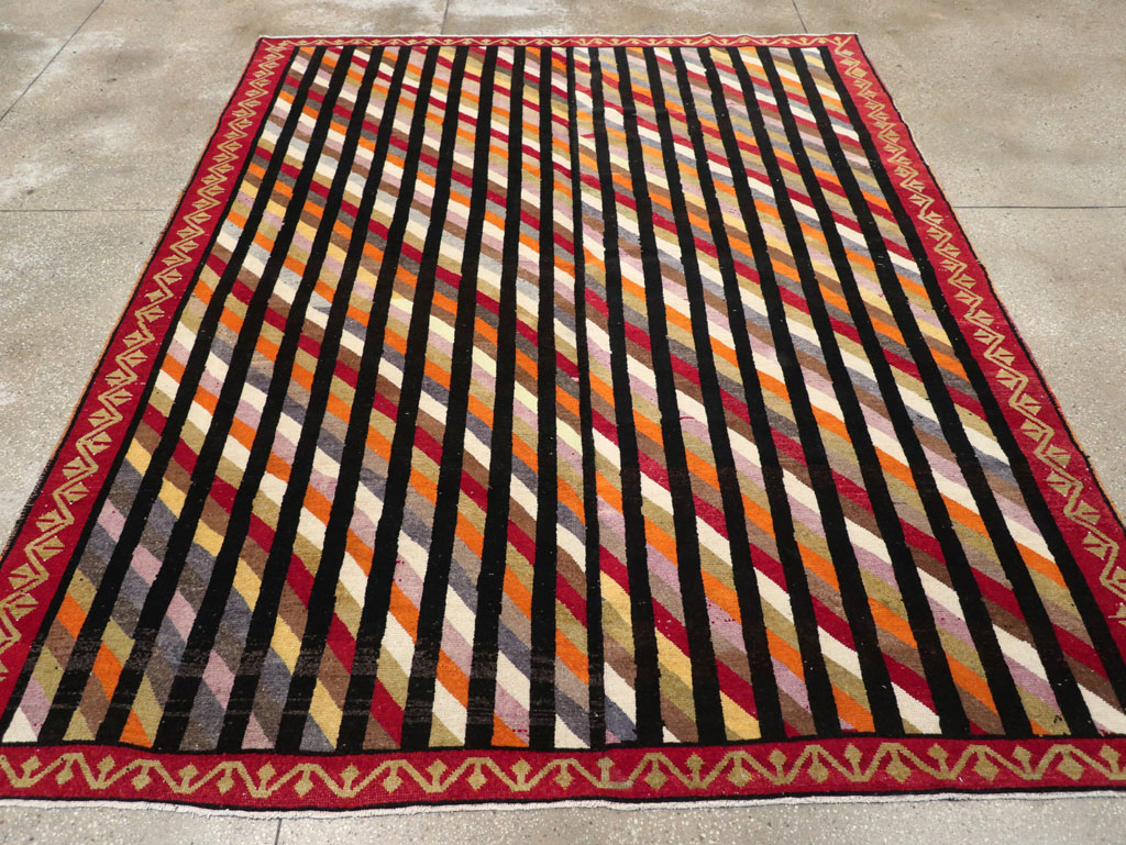 Vintage Turkish Anatolian Art Deco Style Small Room Size Carpet, No.30551 - Gss