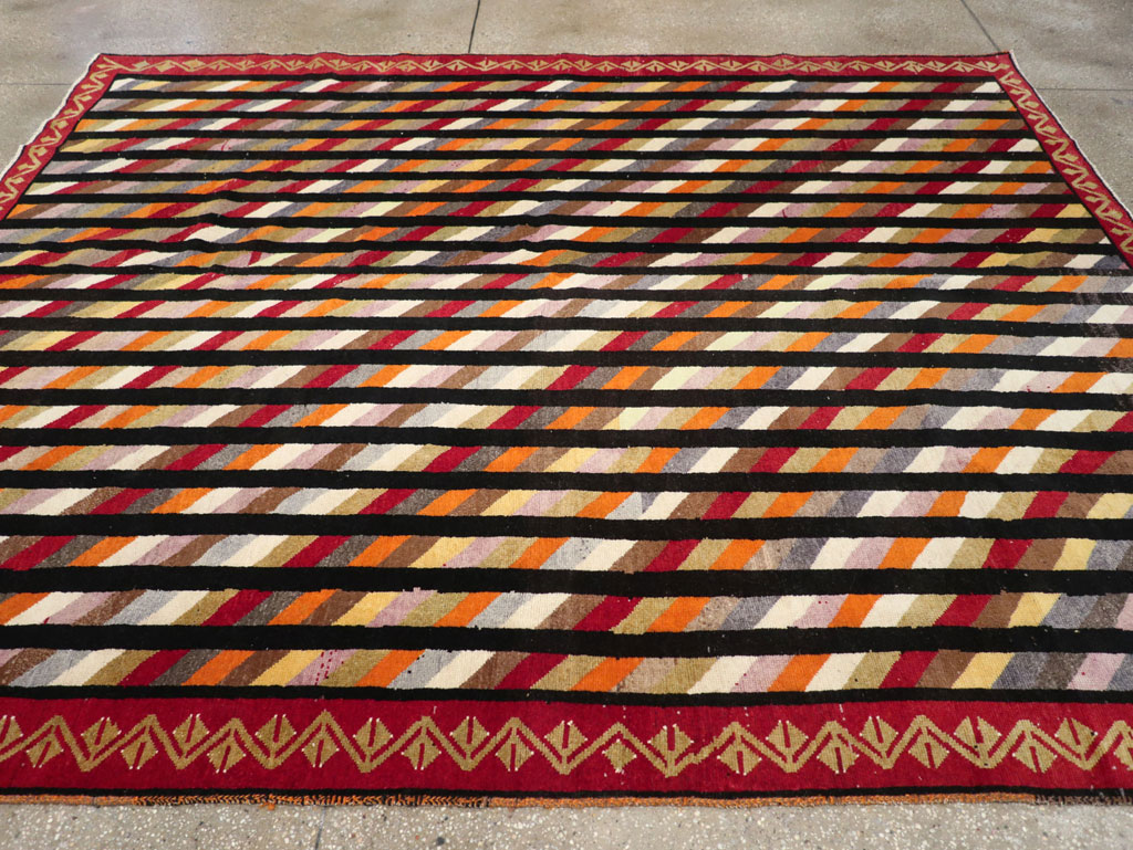 Vintage Turkish Anatolian Art Deco Style Small Room Size Carpet, No.30551 - Gss