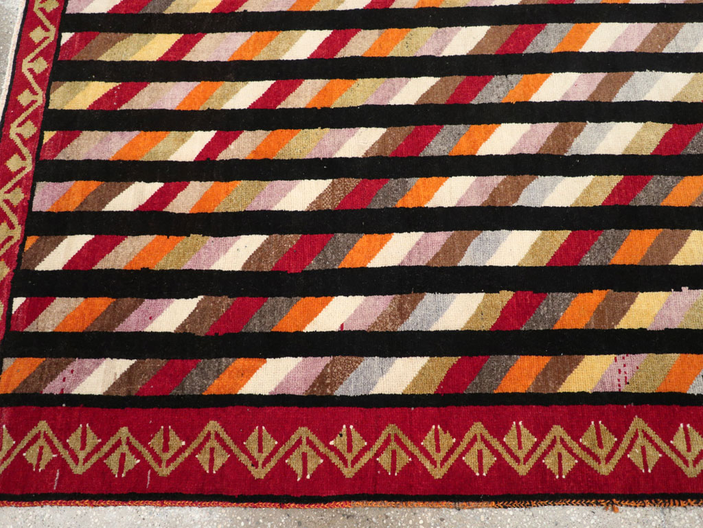 Vintage Turkish Anatolian Art Deco Style Small Room Size Carpet, No.30551 - Gss