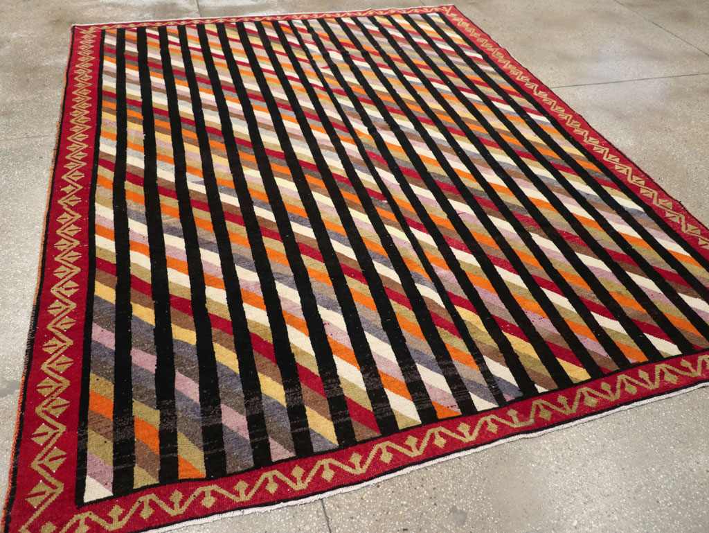 Vintage Turkish Anatolian Art Deco Style Small Room Size Carpet, No.30551 - Gss