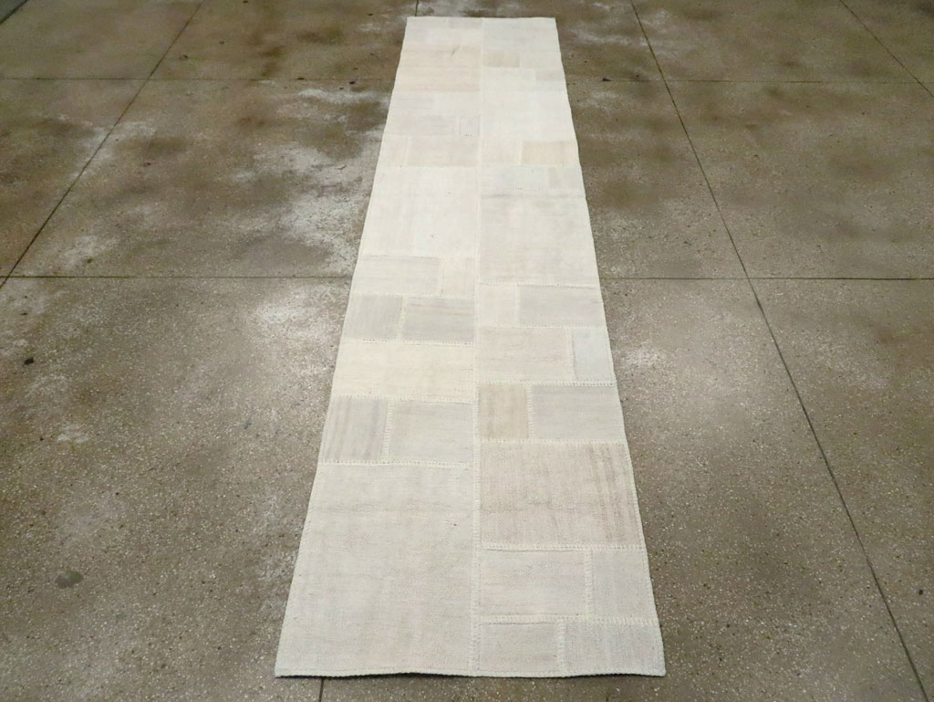 Contemporary Turkish Flatweave Kilim Patchwork Runner, No.30581 - Gss