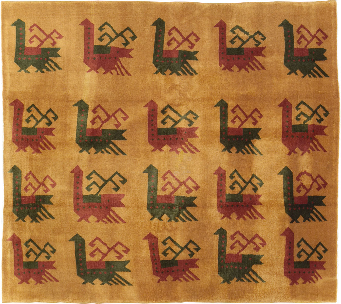 Vintage Turkish Art Deco Accent Carpet, No.30586 - Gss