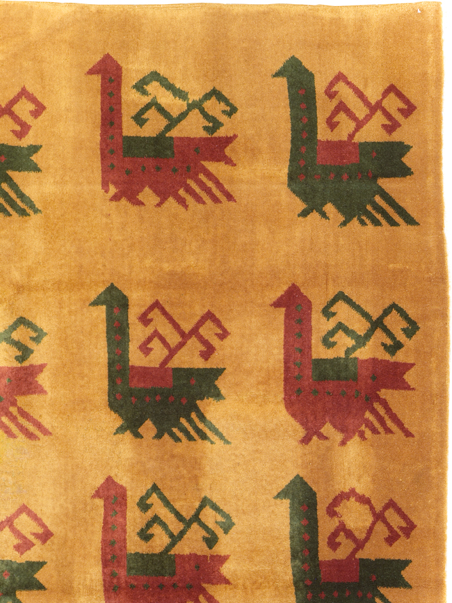 Vintage Turkish Art Deco Accent Carpet, No.30586 - Gss