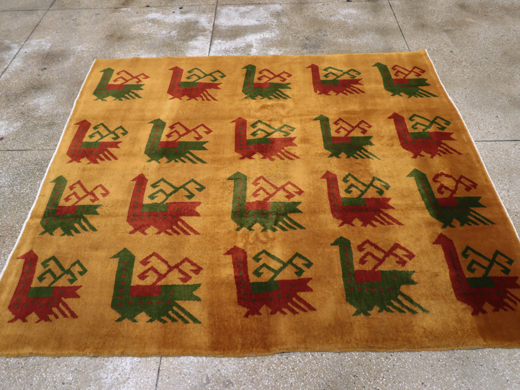 Vintage Turkish Art Deco Accent Carpet, No.30586 - Gss