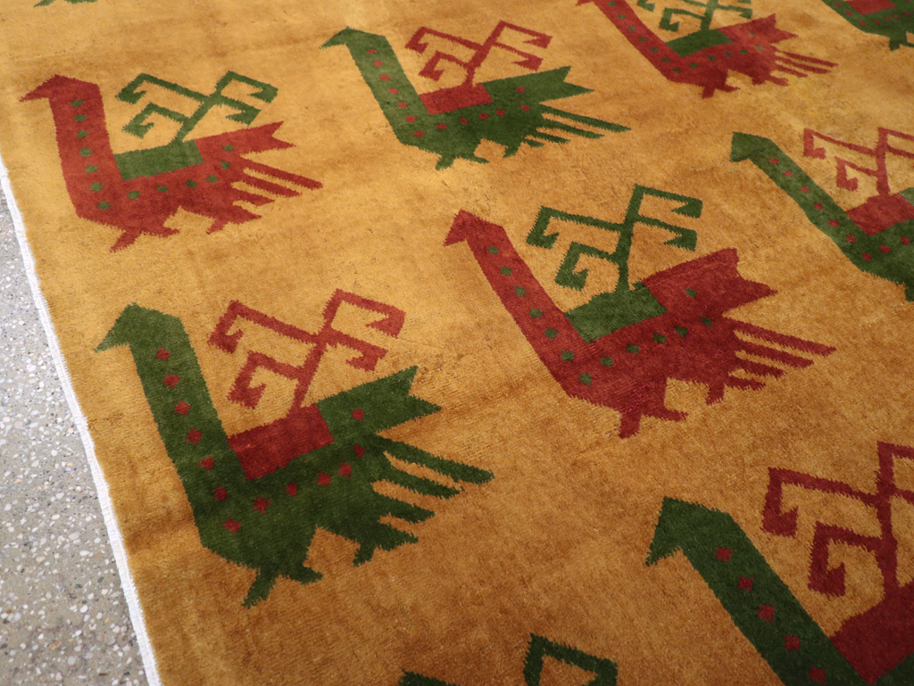 Vintage Turkish Art Deco Accent Carpet, No.30586 - Gss