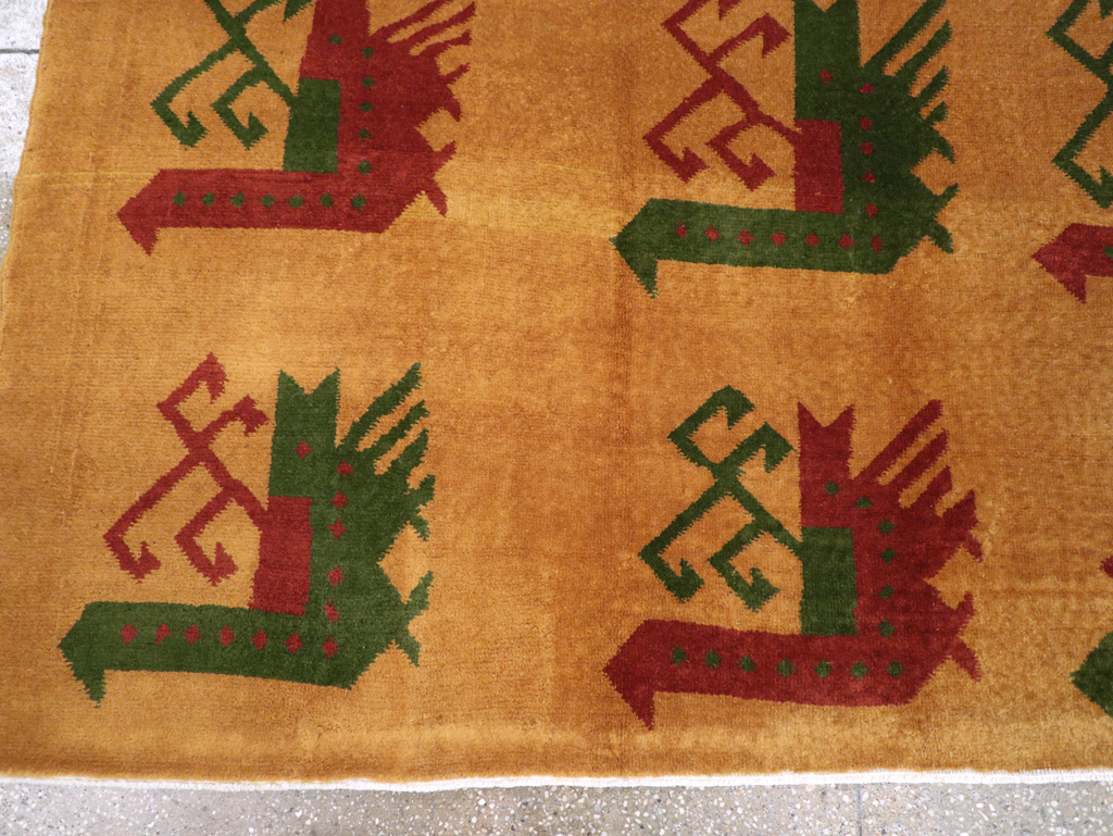 Vintage Turkish Art Deco Accent Carpet, No.30586 - Gss