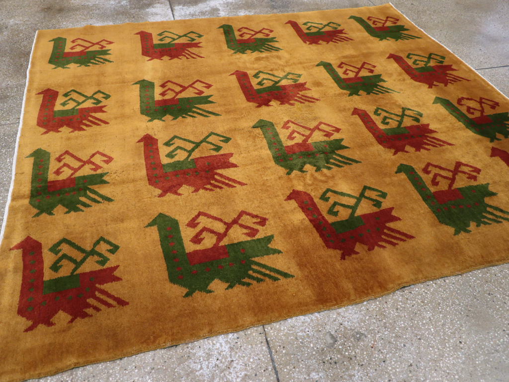 Vintage Turkish Art Deco Accent Carpet, No.30586 - Gss