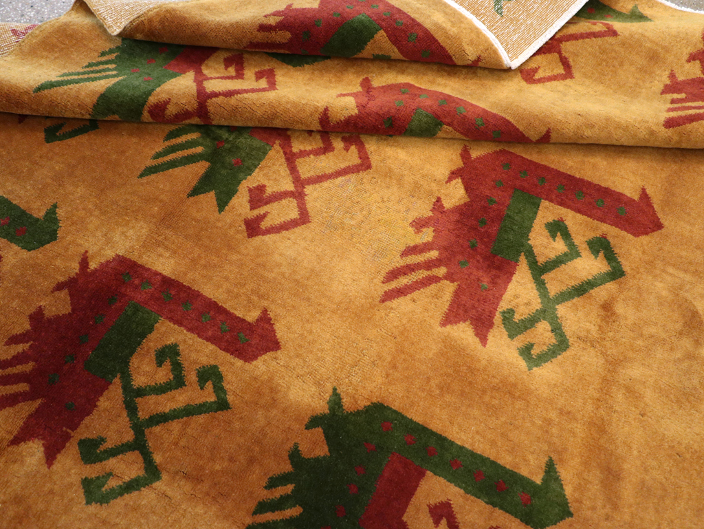 Vintage Turkish Art Deco Accent Carpet, No.30586 - Gss