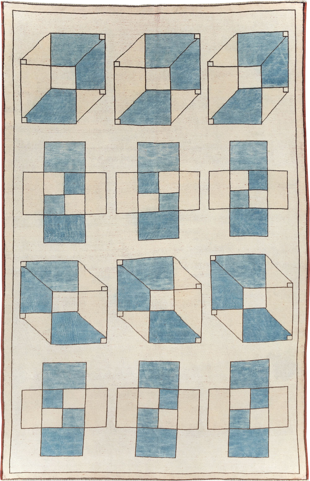 Vintage Turkish Art Deco Style Accent Carpet, No.30593 - Gss