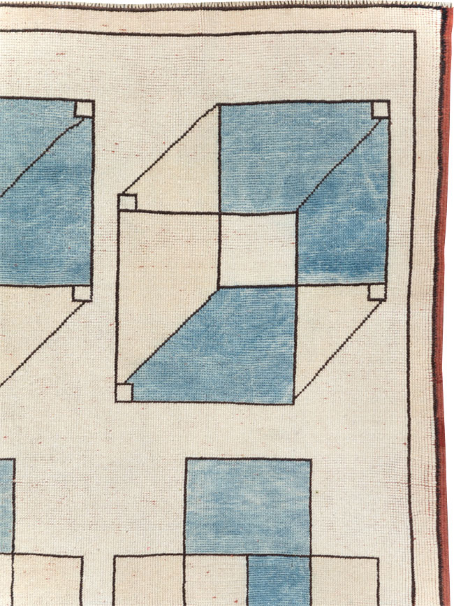 Vintage Turkish Art Deco Style Accent Carpet, No.30593 - Gss