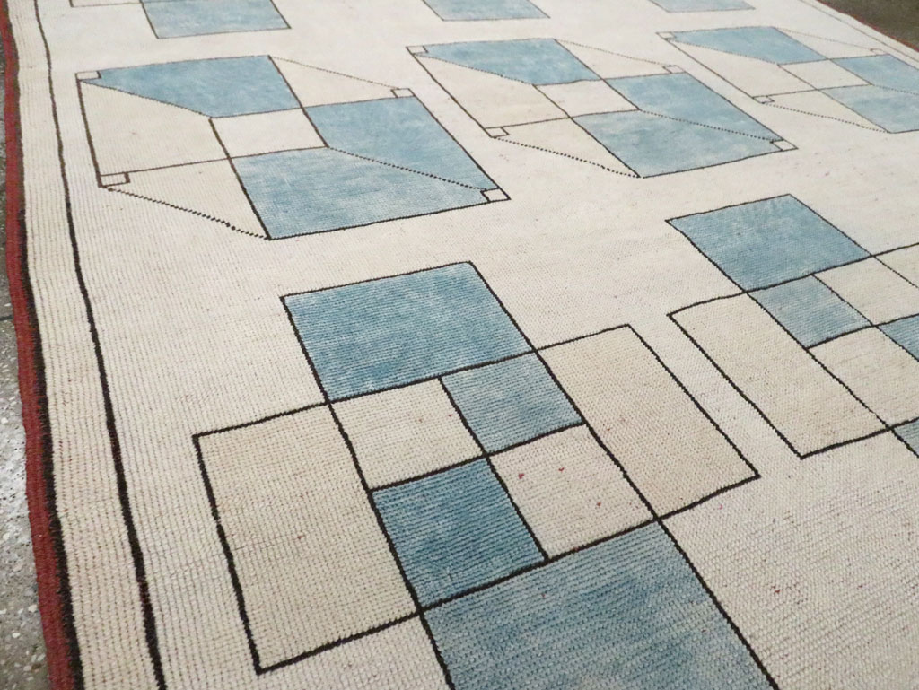 Vintage Turkish Art Deco Style Accent Carpet, No.30593 - Gss