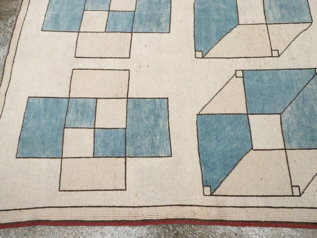 Vintage Turkish Art Deco Style Accent Carpet, No.30593 - Gss