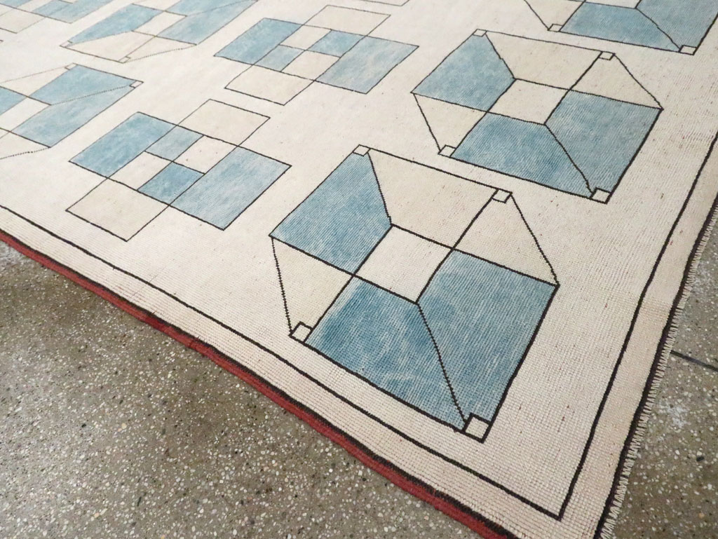 Vintage Turkish Art Deco Style Accent Carpet, No.30593 - Gss