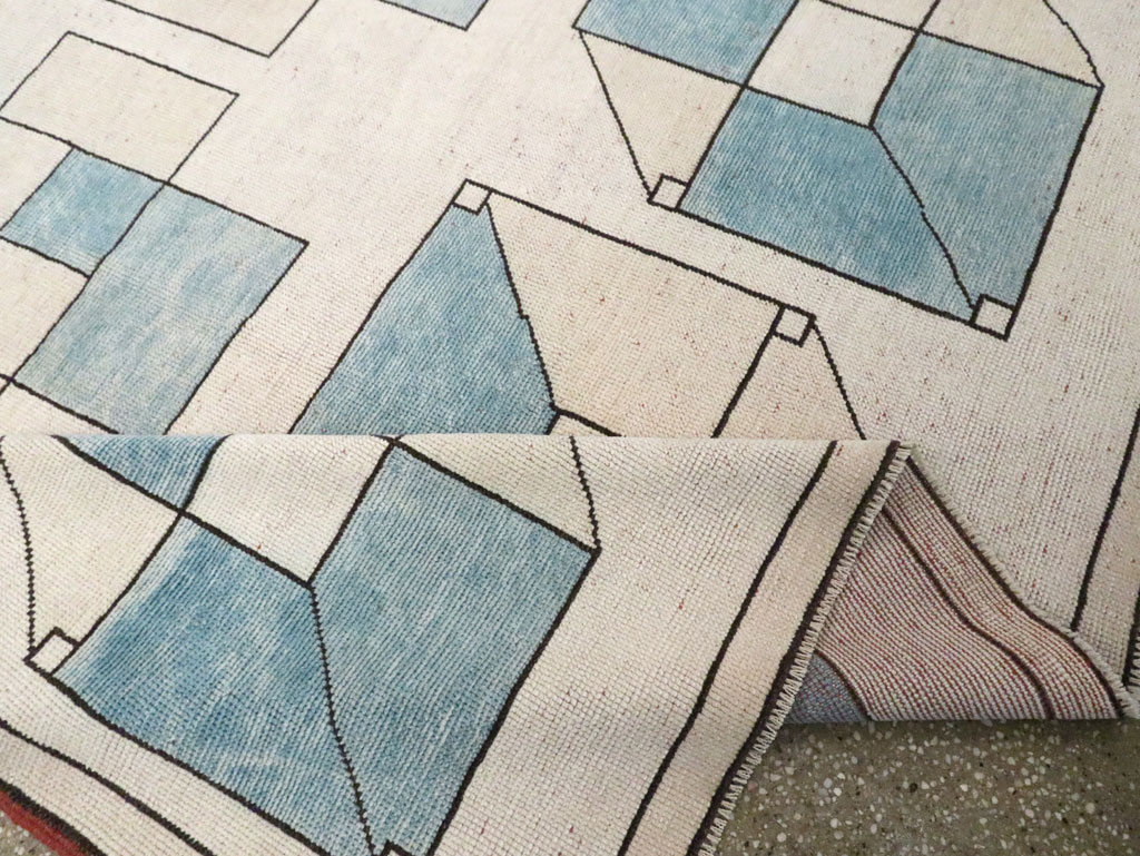 Vintage Turkish Art Deco Style Accent Carpet, No.30593 - Gss