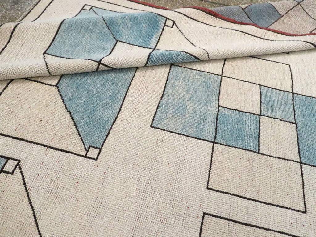 Vintage Turkish Art Deco Style Accent Carpet, No.30593 - Gss