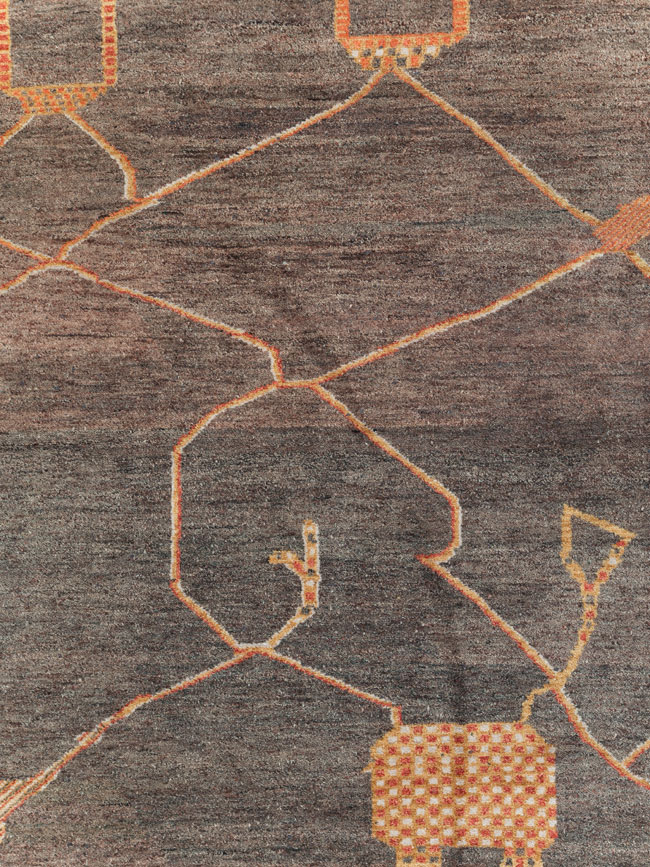 Persian Gabbeh Inspired Turkish Room Size Carpet, No.30598 - Gss