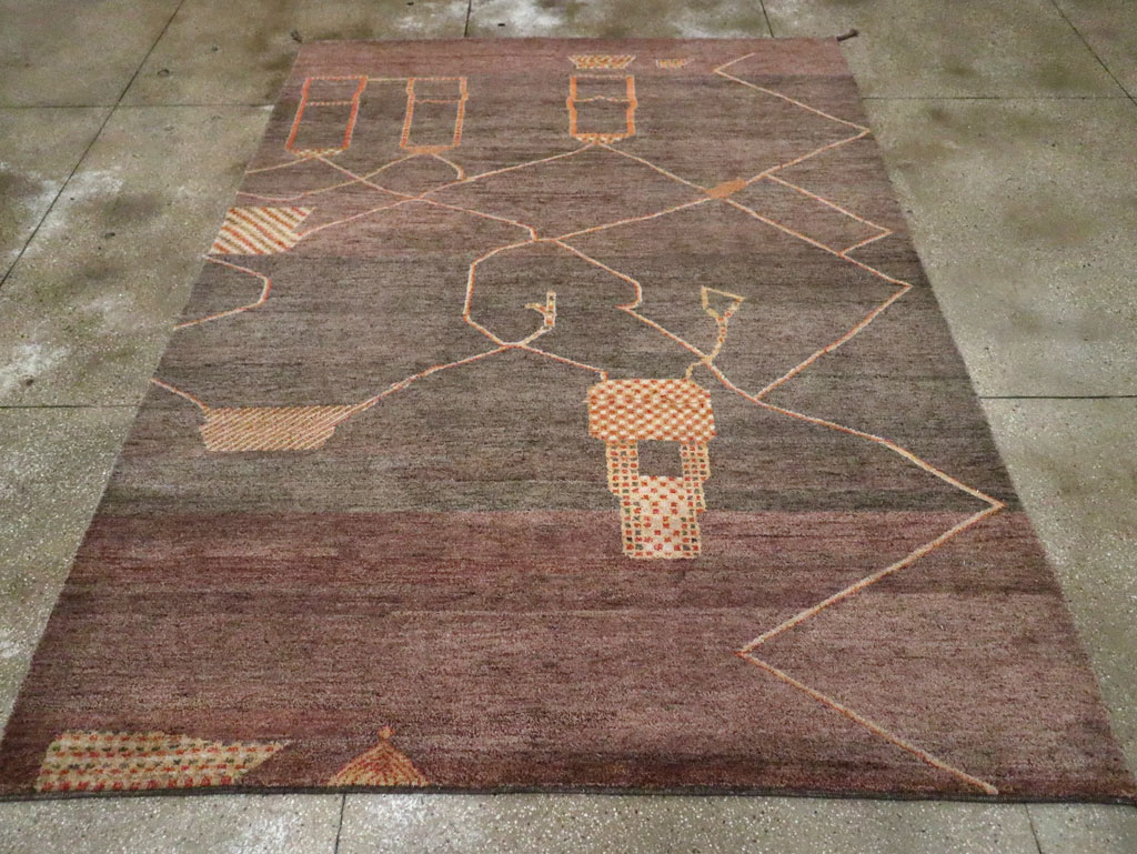 Persian Gabbeh Inspired Turkish Room Size Carpet, No.30598 - Gss