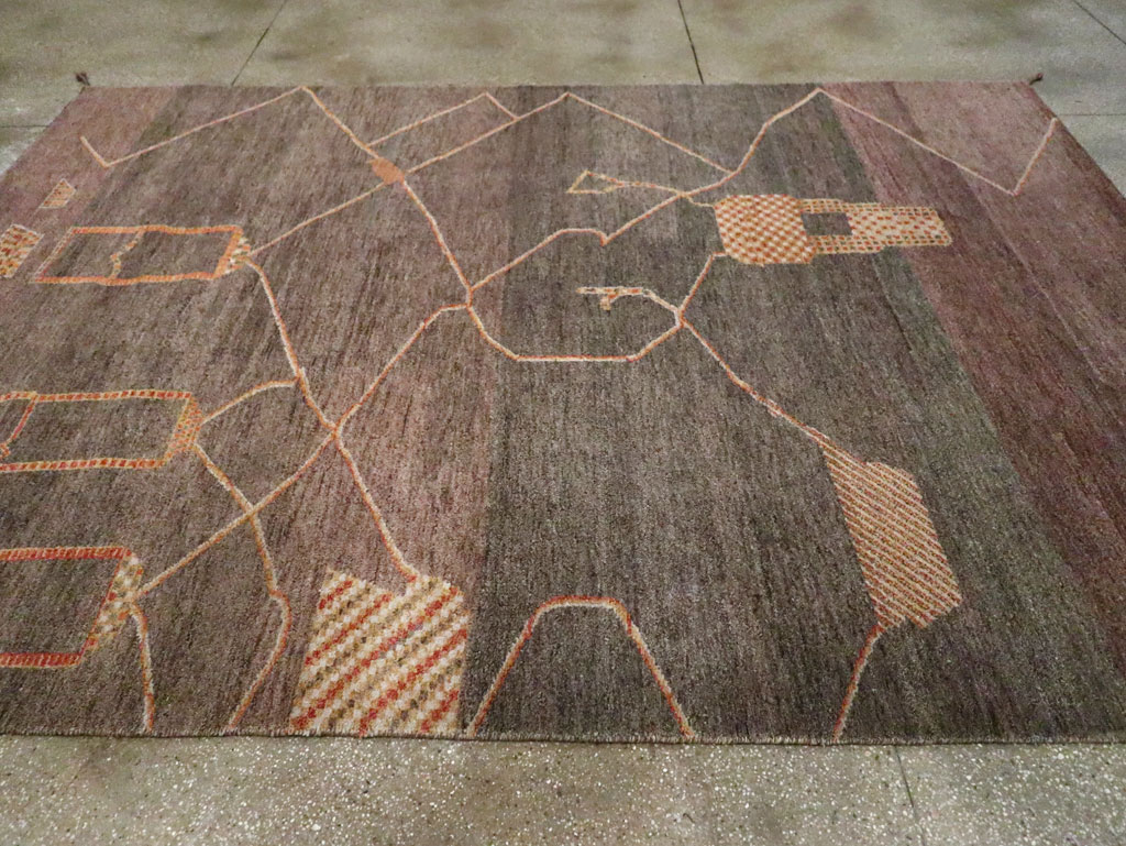 Persian Gabbeh Inspired Turkish Room Size Carpet, No.30598 - Gss