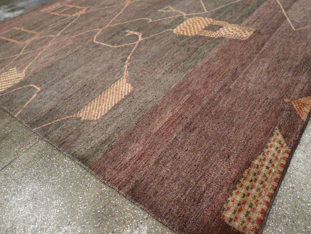 Persian Gabbeh Inspired Turkish Room Size Carpet, No.30598 - Gss